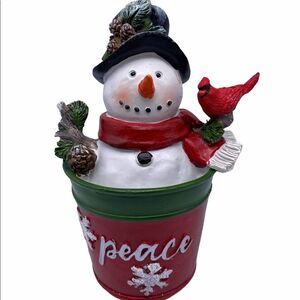 Christmas Snowman in Peace Bucket